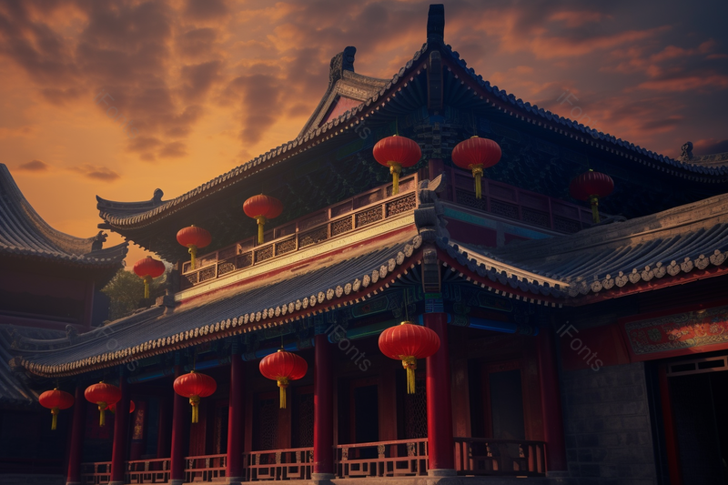 挂红色灯笼历史悠久古老传统建筑,高清,摄影图,摄影图片,图片大全,摄影图免费下载